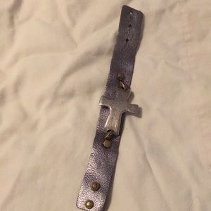 Leather bracelet with cross